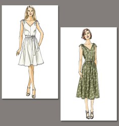 8645 EZ VOGUE SLEEVELESS  FLARE SUMMER V - DRESS LENGTHS, SASH PATTERN 8-14